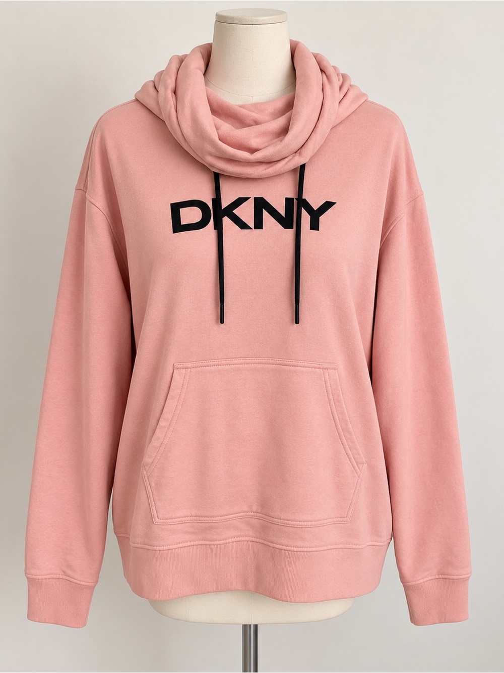 DKNY Pink Cowl-Neck Logo Hoodie
